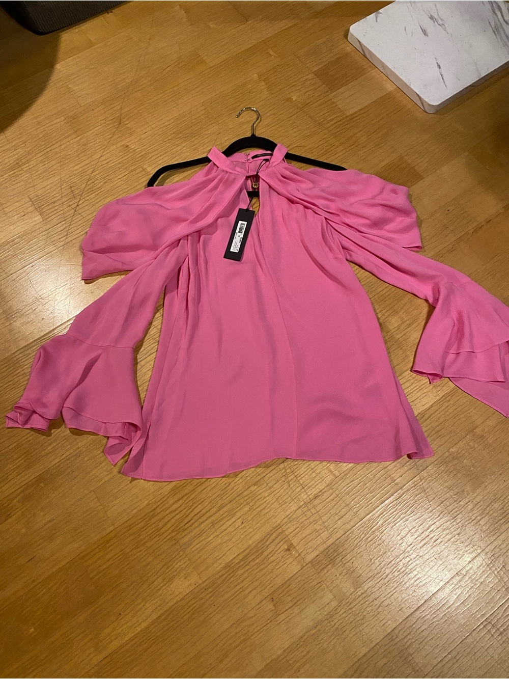 Kobi Halperin NEW Pink Cold-Shoulder Ruffle-Sleeve Blouse